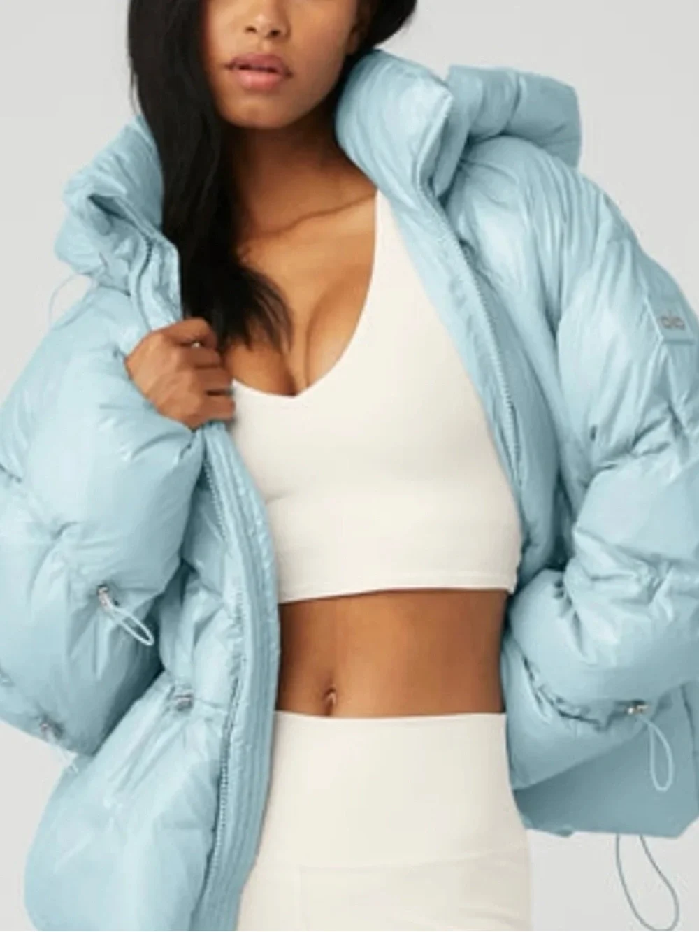 ALO Yoga Powder Blue Cropped Hooded Puffer